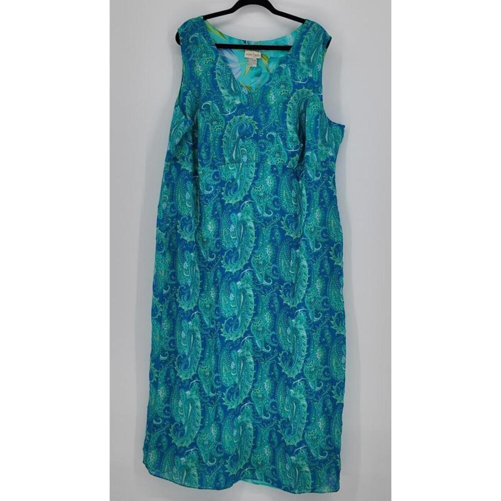Studio Ease Woman Plus Size 22W Sleeveless Polyester Dress Blue Paisley Print‎